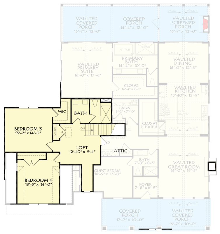 Plan 940013JNK: Modern Farmhouse House Plan with 4 Beds and Vaulted Ceilings - Floor Plan - 2nd Floor - Country, Craftsman, Farmhouse, Modern Farmhouse