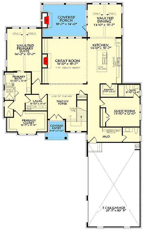 Plan 940014JNK: Elegant European Transitional House Plan with 4 Beds and 3-Car Garage - Floor Plan - Main Level - European, Transitional