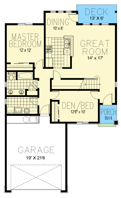 Plan 267110SPK: Charming Craftsman Farmhouse House Plan with Main Level Master - Floor Plan - Main Level - Craftsman, Farmhouse, Traditional