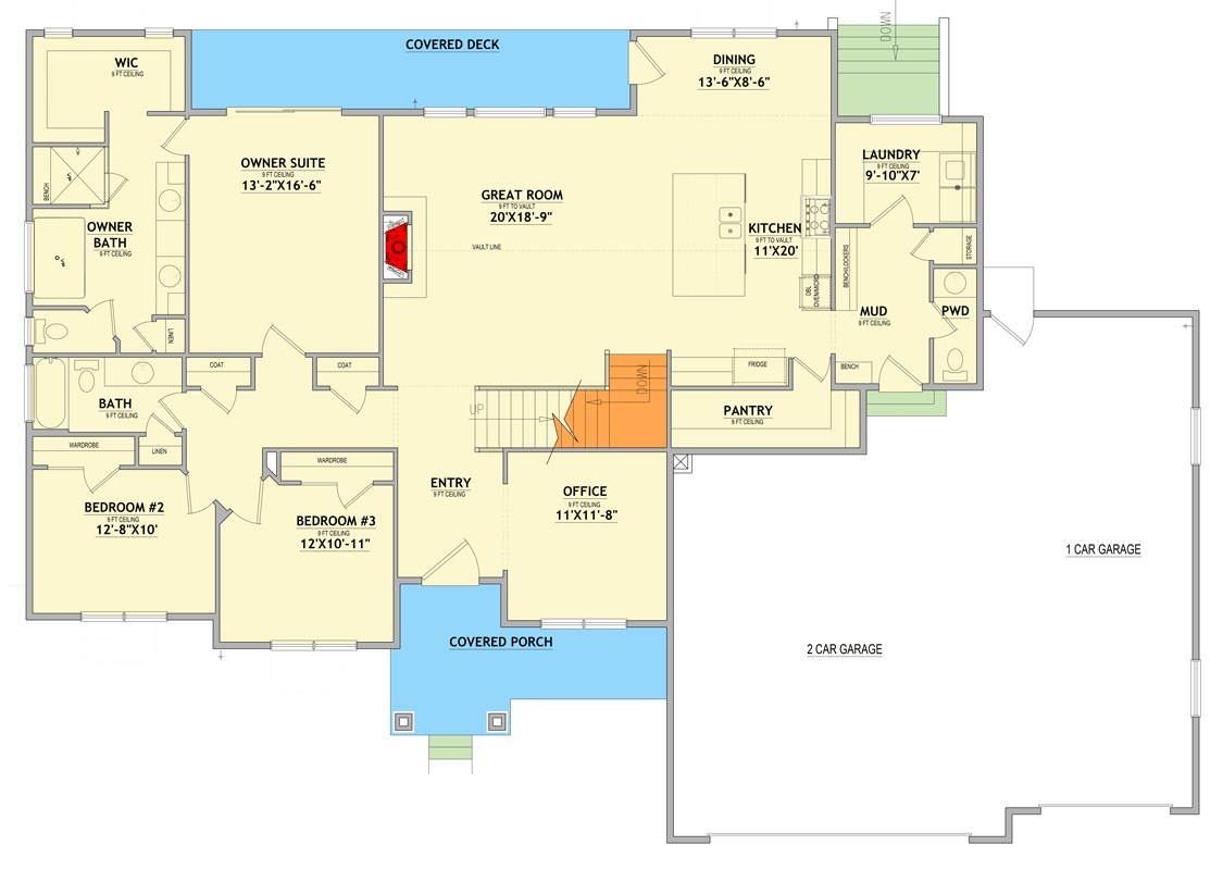 Plan 849063PGE: Spacious Two-Story Craftsman House Plan with 5 Beds and 3-Car Garage - Floor Plan - Main Level - Craftsman, Farmhouse, Modern Farmhouse, New American, Traditional
