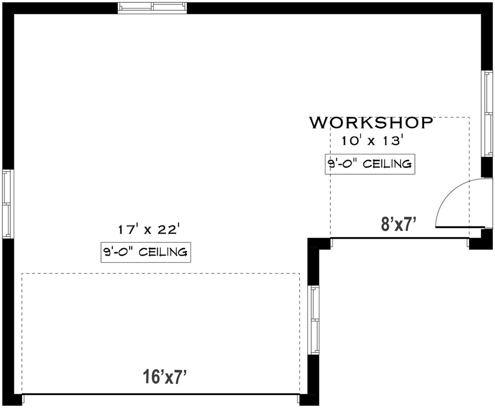 Plan 147067RML: Craftsman Farmhouse Garage Plan with Workshop - Floor Plan - Main Level - Craftsman, Farmhouse