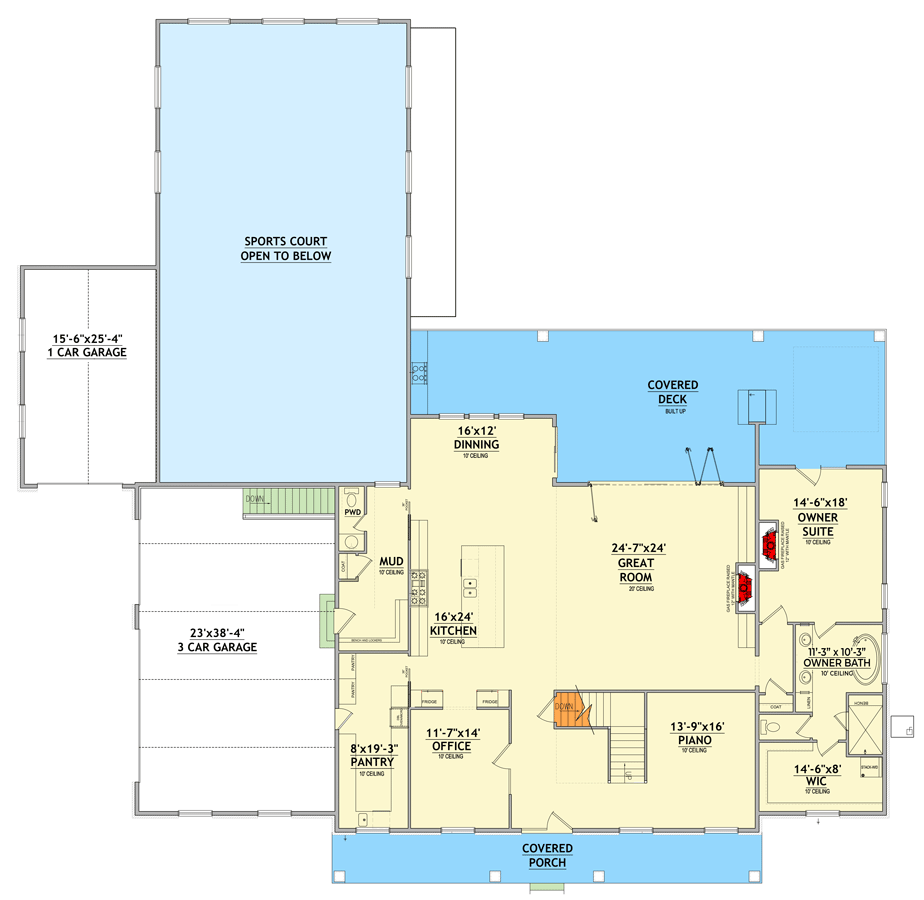 Plan 849064PGE: Grand Southern Traditional House Plan with 6 Bedrooms and 4-Car Garage - Floor Plan - Main Level - Colonial, Georgian, Southern, Southern Traditional, Traditional