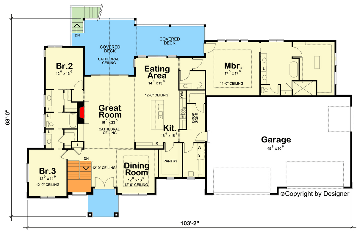 Plan 42745DB: Contemporary 6-Bedroom House Plan with Walkout Lower Level and 4-Car Garage - Floor Plan - Main Level - Contemporary, Modern