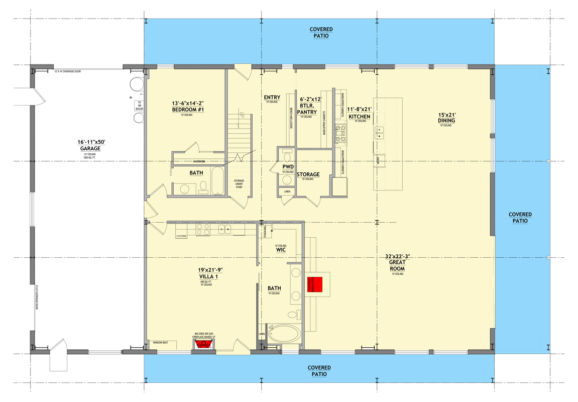 Plan 849068PGE: 7-Bedroom Barndominium House Plan with Villa and Game Room - Floor Plan - Main Level - Barndominium, Contemporary, Modern Farmhouse, Rustic