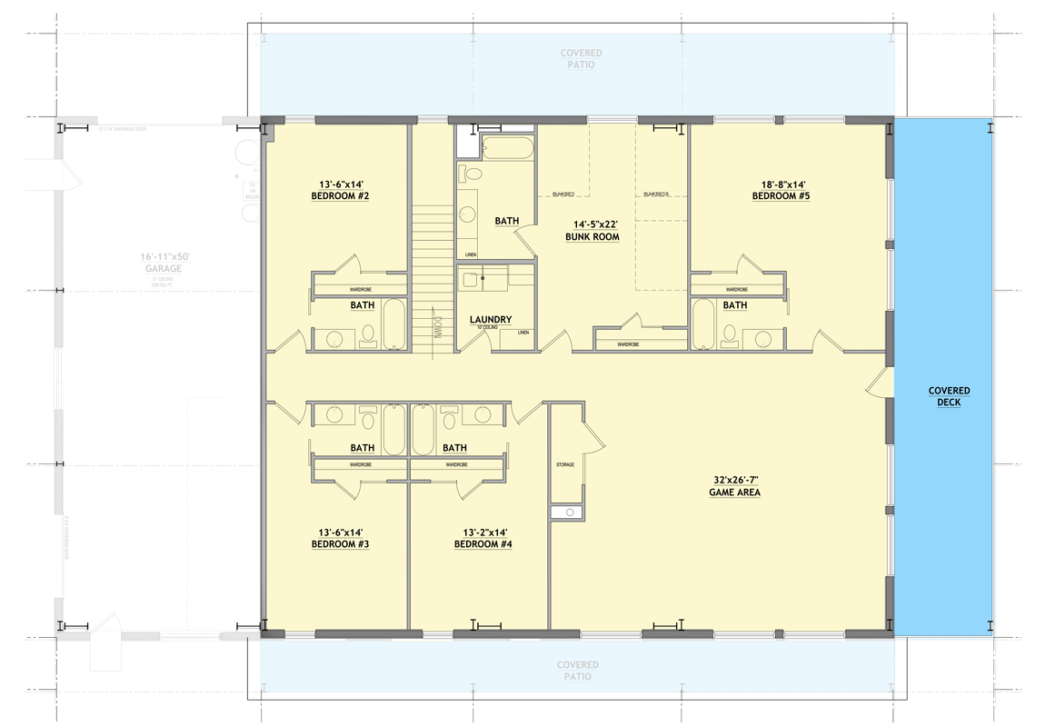 Plan 849068PGE: 7-Bedroom Barndominium House Plan with Villa and Game Room - Floor Plan - 2nd Floor - Barndominium, Contemporary, Modern Farmhouse, Rustic