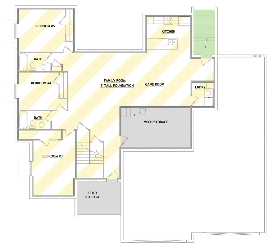 Plan 849069PGE: Flexible New American House Plan with Large Garage and Game Room - Floor Plan - Lower Level - Optionally Finished Basement - Craftsman, Farmhouse, New American, Traditional