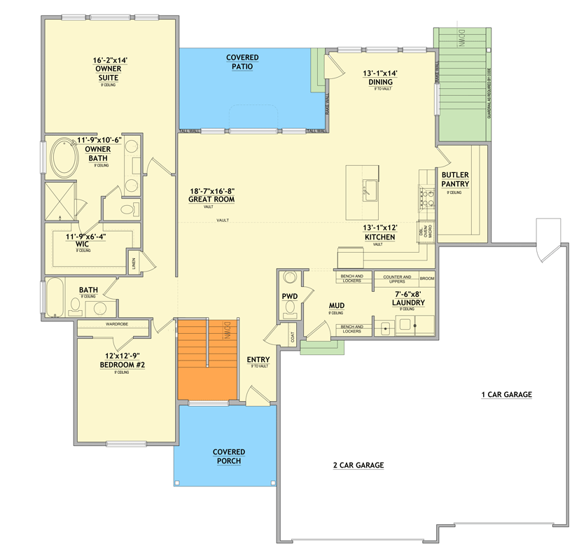 Plan 849070PGE: Modern Farmhouse House Plan with 3-Car Garage and Main Level Master - Floor Plan - Image #7 - Craftsman, Farmhouse, Modern Farmhouse