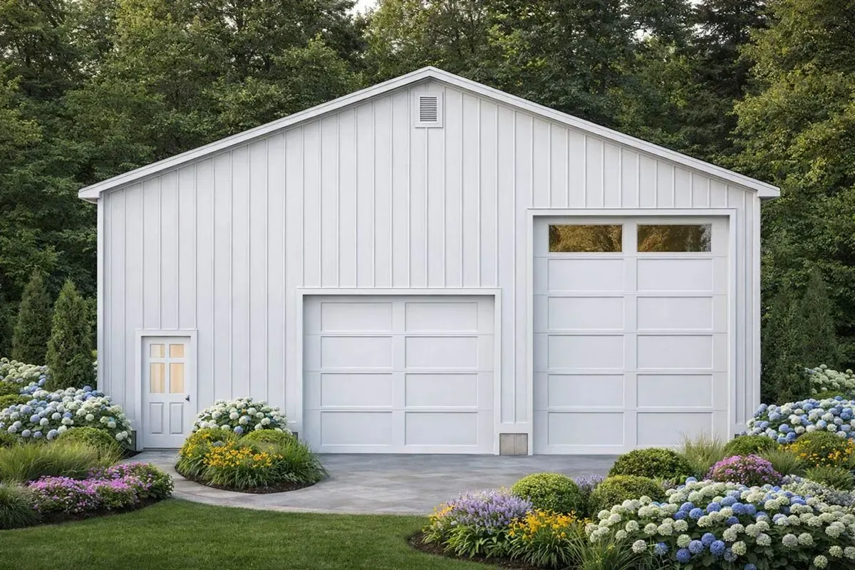Farmhouse Garage Plan with RV Garage and Loft Living