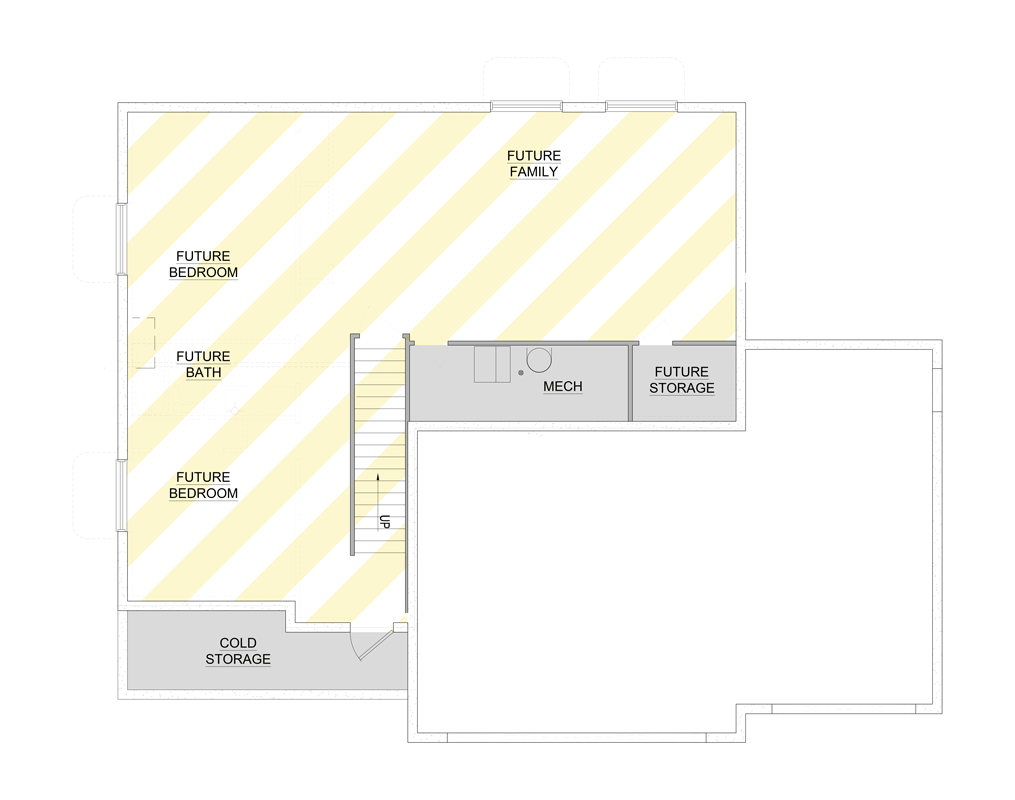Plan 849072PGE: Traditional House Plan with 4 Bedrooms and Home Office - Floor Plan - Lower Level - Optionally Finished Basement - Coastal, Country, Craftsman, Farmhouse, Traditional