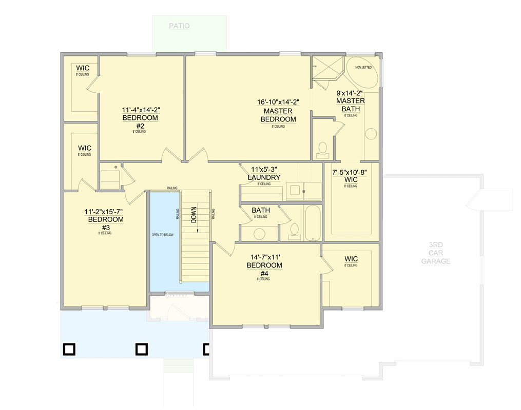 Plan 849072PGE: Traditional House Plan with 4 Bedrooms and Home Office - Floor Plan - 2nd Floor - Coastal, Country, Craftsman, Farmhouse, Traditional