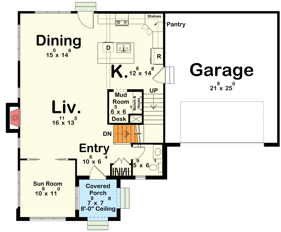 Plan 623633DJ: Coastal Contemporary 4-Bedroom House Plan with Expansive Outdoor Living - Floor Plan - Main Level - Basement Stairs - Coastal Contemporary, Contemporary, Florida-Style