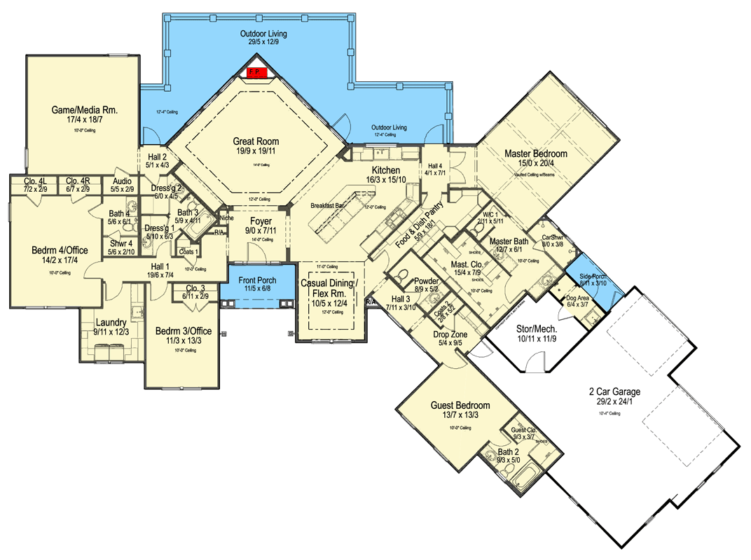 Plan 54066LK: Spacious Craftsman Mountain House Plan with 4 Bedrooms and Game Room - Floor Plan - Image #5 - Craftsman, Mountain, Traditional