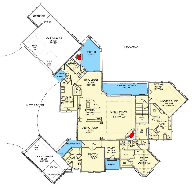Plan 54070LK: Modern European House Plan with 4 Beds, 5.5 Baths - Floor Plan - Image #5 - Country, French Country, Hill Country, Traditional