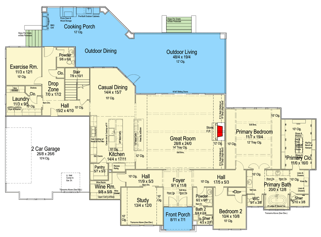 Plan 54075LK: Luxurious European House Plan with 5 Beds and Vaulted Great Room - Floor Plan - Image #6 - European, Transitional