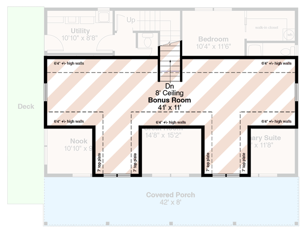Plan 720184DA: Two-Bedroom Country Farmhouse House Plan with Bonus Room - Floor Plan - Optionally Finished Bonus Room - Cottage, Country, Farmhouse
