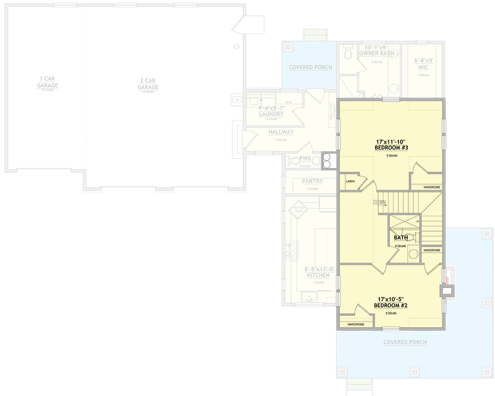 Plan 849079PGE: Charming Country Farmhouse House Plan with 3 Beds and Wraparound Porch - Floor Plan - 2nd Floor - Country, Farmhouse, New American, Traditional
