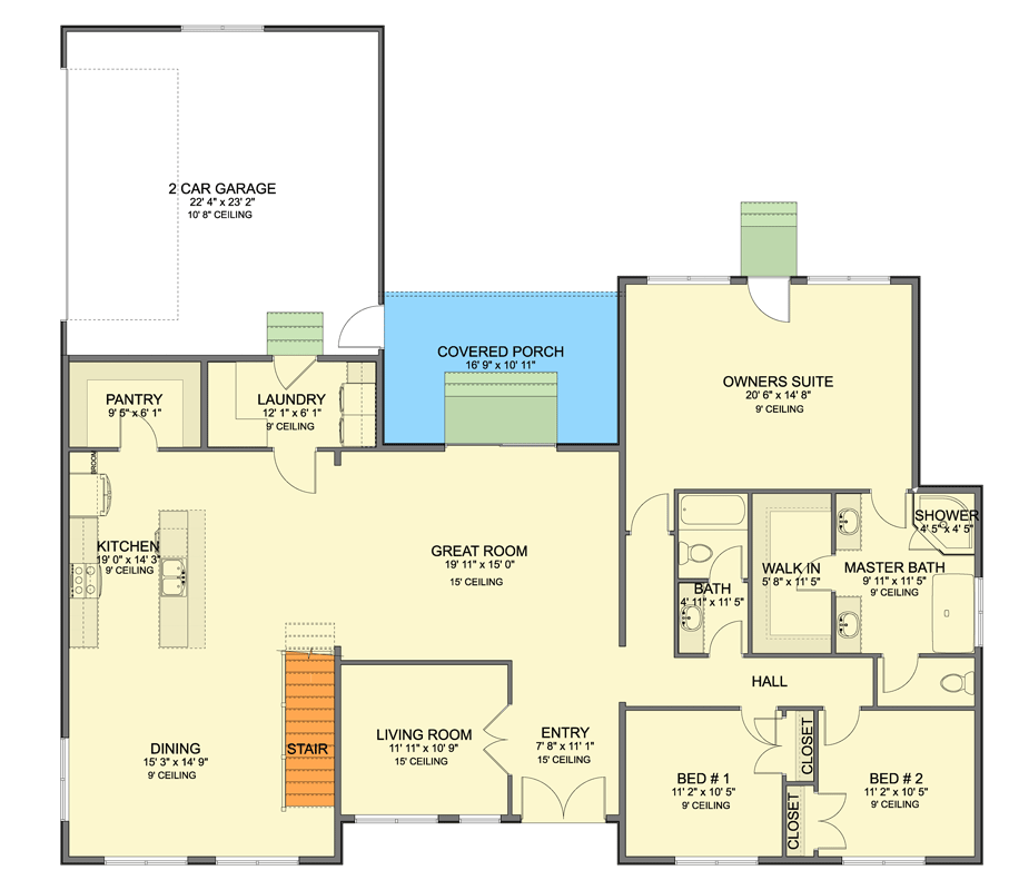 Plan 61748UT: Modern Farmhouse House Plan with 3 Bedrooms and Living Room - Floor Plan - Main Level - Craftsman, Modern Farmhouse, New American