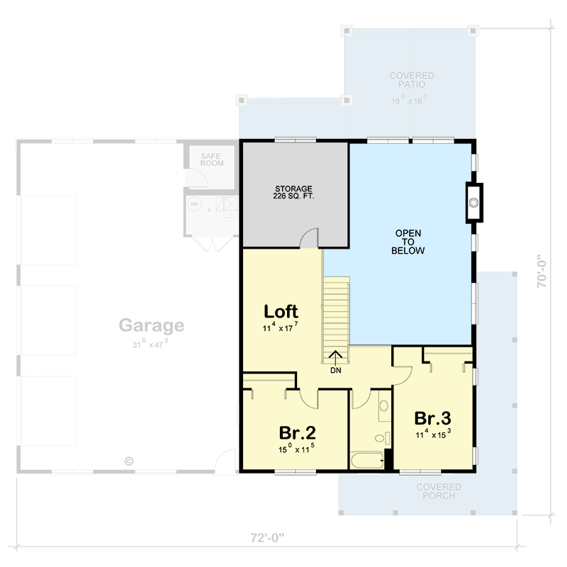 Plan 42749DB: Modern Barndominium House Plan with Wraparound Porch - Floor Plan - 2nd Floor - Barndominium, Country, Farmhouse