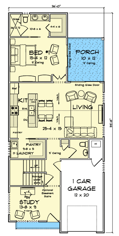 Plan 52553WM: Traditional 4-Bedroom House Plan with Main Level Master Suite - Floor Plan - Main Level - Traditional
