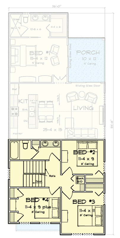 Plan 52553WM: Traditional 4-Bedroom House Plan with Main Level Master Suite - Floor Plan - 2nd Floor - Traditional