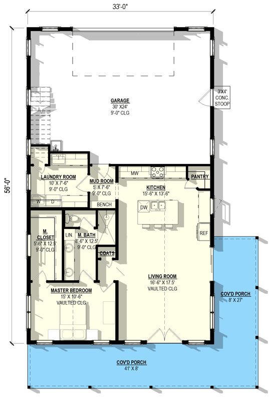 Plan 405151FDC: Modern Barndominium House Plan with 3 Beds and 2-Car Garage - Floor Plan - Main Level - Barndominium, Farmhouse