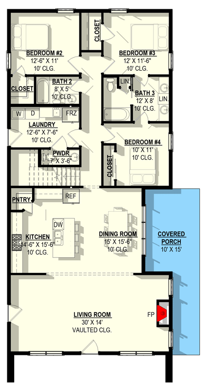 Plan 405158FDC: Barndominium Farmhouse House Plan with 4 Beds and Loft - Floor Plan - Image #6 - Barndominium