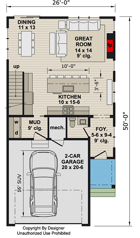 Plan 140051RK: Inviting 3-Bedroom Farmhouse House Plan with Loft and 2-Car Garage - Floor Plan - Main Level - Farmhouse, Traditional