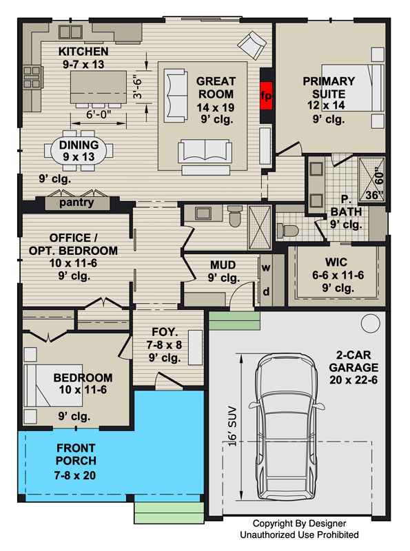 Plan 140056RK: Modern Farmhouse House Plan with 2 or 3 Beds and 2-Car Garage - Floor Plan - Main Level - Country, Farmhouse, Modern Farmhouse
