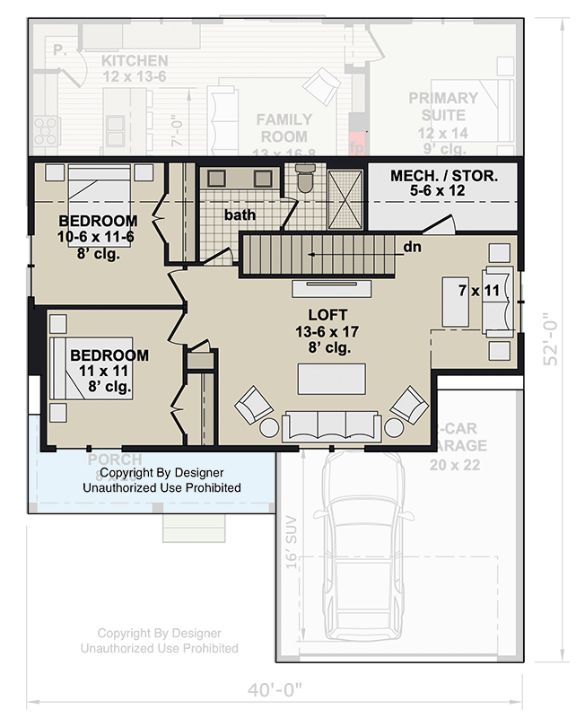 Plan 140066RK: Modern New American House Plan with First-Floor Master Suite and Loft - Floor Plan - Image #24 - Modern Farmhouse, New American