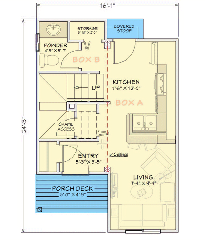 Plan 431000BOX: Box-Built 2-Bed Tiny Home Plan with Modern Styling - Floor Plan - Image #15 - Cabin, Contemporary, Modern, Mountain, Vacation