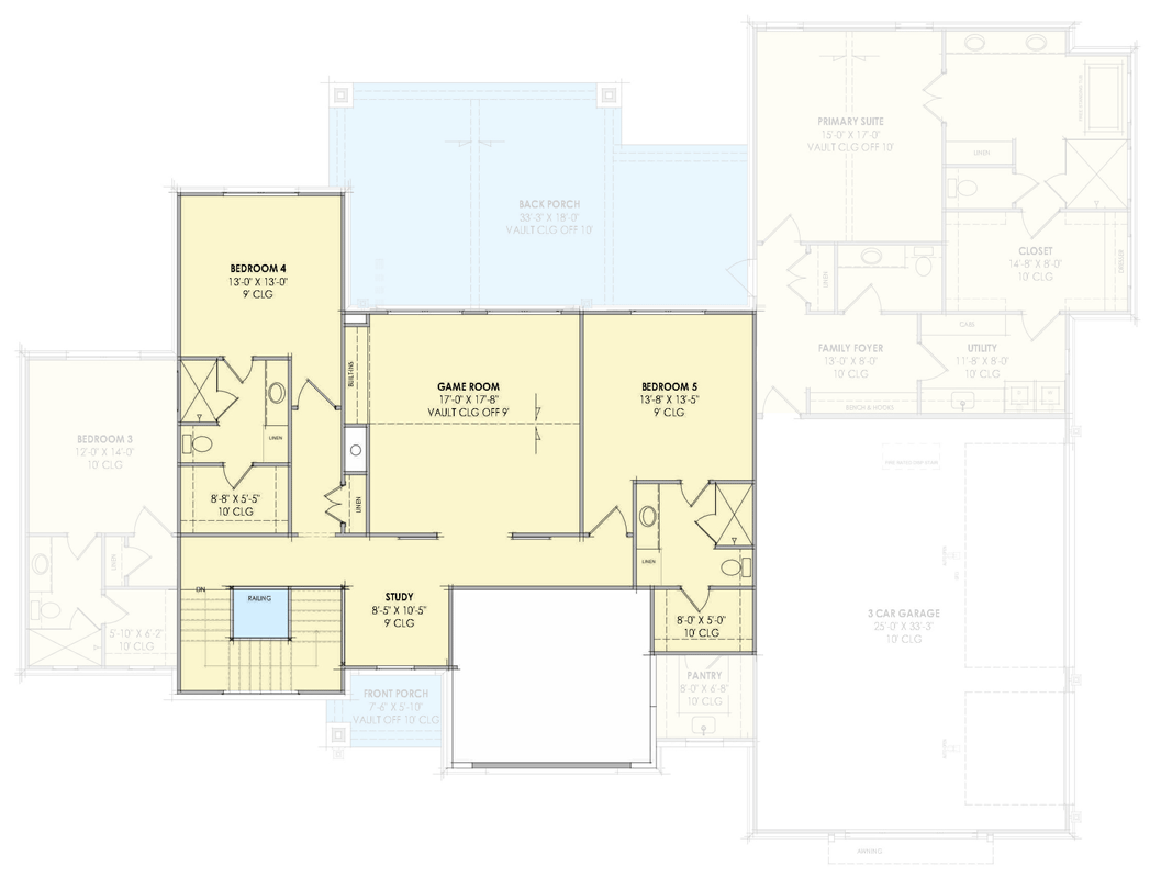 Plan 818205JSS: Modern Transitional House Plan with 5 Bedrooms and Game Room - Floor Plan - Image #12 - Craftsman, Modern Farmhouse, Mountain, Transitional