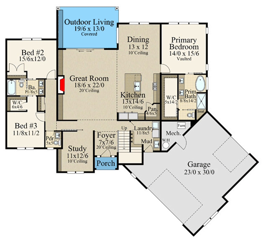 Plan 85480MS: European Stone House Plan with 4 Bedrooms and Angled Garage - Floor Plan - Image #4 - European, Transitional