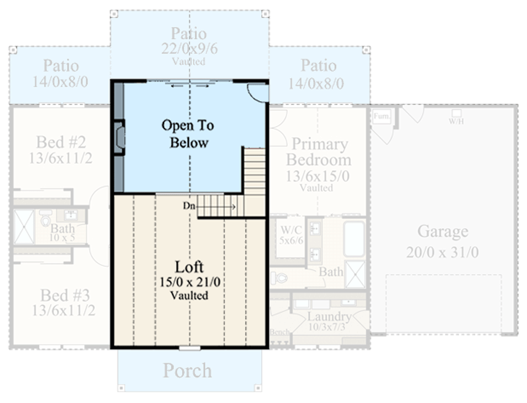 Plan 85487MS: Modern Barndominium House Plan with 3 Bedrooms and Two-Story Great Room - Floor Plan - Image #4 - Barndominium