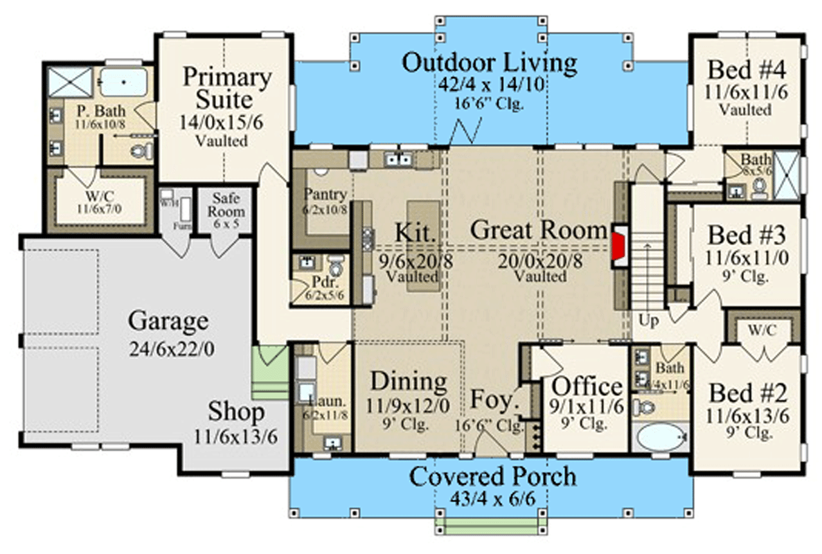 Plan 85489MS: Contemporary Barndominium House Plan with 4-5 Bedrooms, Bonus, and Workshop - Floor Plan - Image #10 - Barndominium, Contemporary, Modern Farmhouse, Rustic