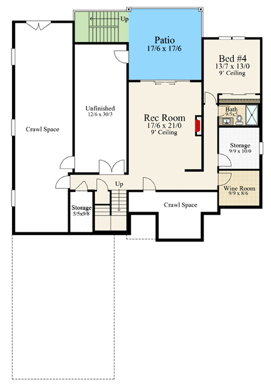 Plan 85491MS:  Modern Farmhouse House Plan with 4 Beds and 3-Car Garage - Floor Plan - Daylight Basement Level - Modern Farmhouse, New American