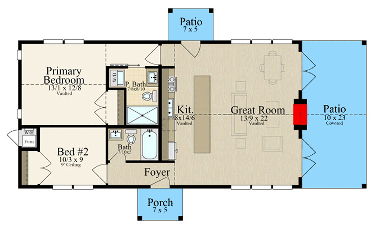 Plan 85492MS: Modern Rustic House Plan with Outdoor Fireplace and Two-Story Great Room - Floor Plan - Image #2 - A-Frame, Cabin, Modern, Rustic