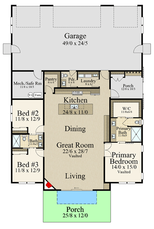 Plan 85493MS: Contemporary Mountain Ranch House Plan with Workshop and 3-Car Garage - Floor Plan - Image #6 - Contemporary, Modern, Mountain, Ranch, Transitional