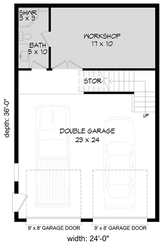 Plan 680673VR: Versatile 2-Car Garage with Workshop and Loft or Storage House Plan  - Floor Plan - Image #3