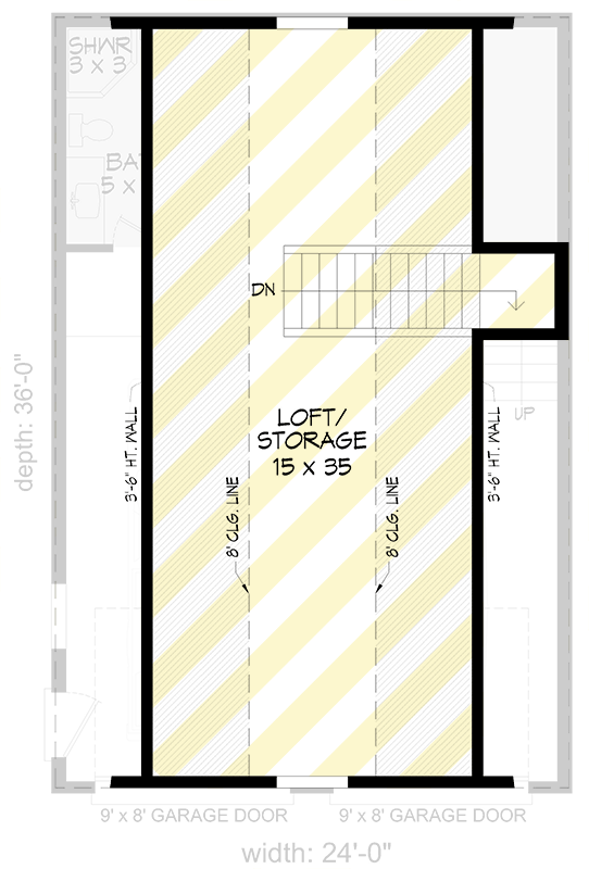Plan 680673VR: Versatile 2-Car Garage with Workshop and Loft or Storage House Plan  - Floor Plan - Image #4