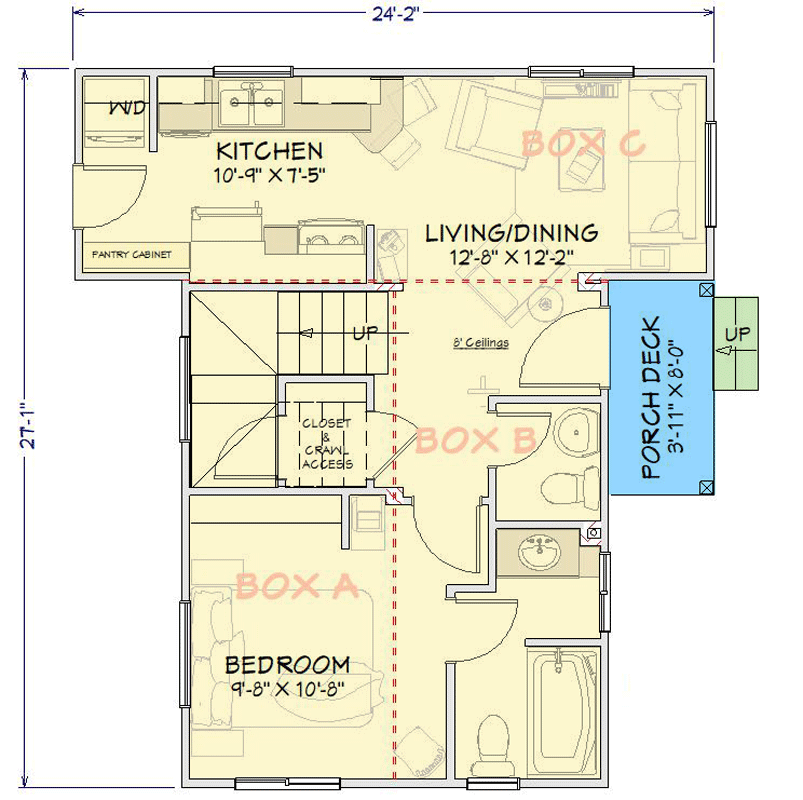 Plan 431001BOX: Box-Built 3-Bed Tiny Barndominium Plan with Main Level Master - Floor Plan - Image #19 - Barndominium, Country, Farmhouse, Modern Farmhouse, Mountain, Vacation