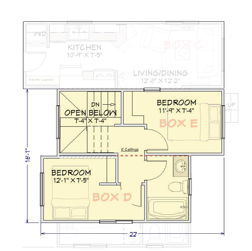 Plan 431001BOX: Box-Built 3-Bed Tiny Barndominium Plan with Main Level Master - Floor Plan - Image #20 - Barndominium, Country, Farmhouse, Modern Farmhouse, Mountain, Vacation