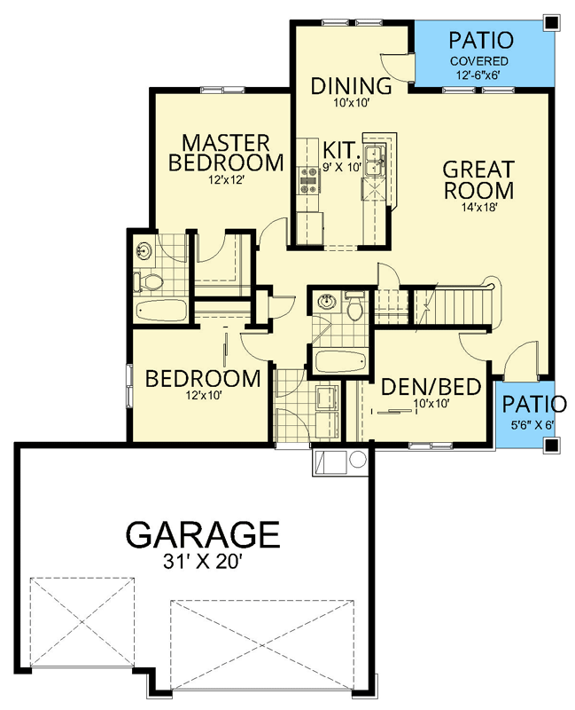 Plan 267116SPK: Northwest Craftsman House Plan with 3 Beds, Den, and Bonus Room - Floor Plan - Image #5 - Craftsman, Northwest