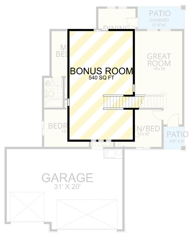 Plan 267116SPK: Northwest Craftsman House Plan with 3 Beds, Den, and Bonus Room - Floor Plan - Optionally Finished Bonus Level - Craftsman, Northwest