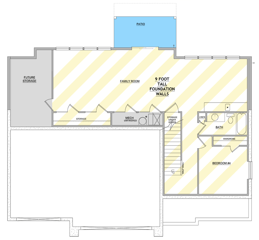 Plan 849089PGE: Craftsman New American House Plan with Walkout Basement and 3-Car Garage - Floor Plan - Optionally Finished Lower Level - Craftsman, New American, Traditional