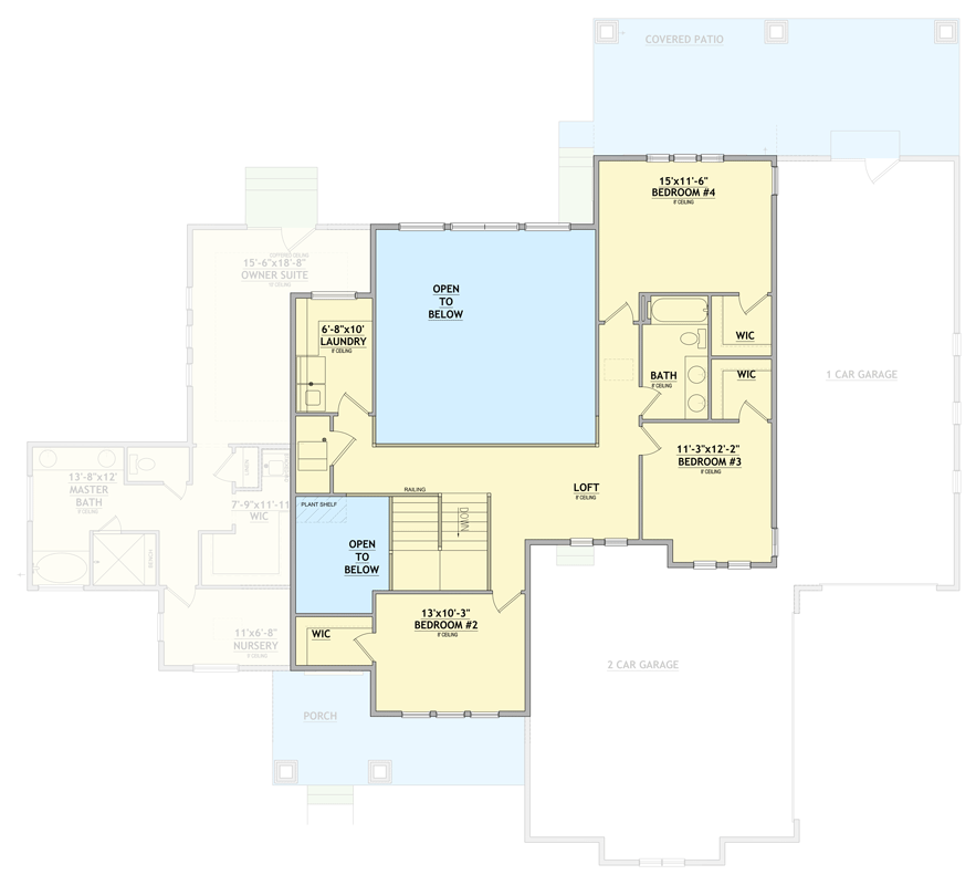 Plan 849093PGE: New American House Plan with First-Floor Master Suite and 3-Car Garage - Floor Plan - 2nd Level - Craftsman, Farmhouse, New American, Traditional