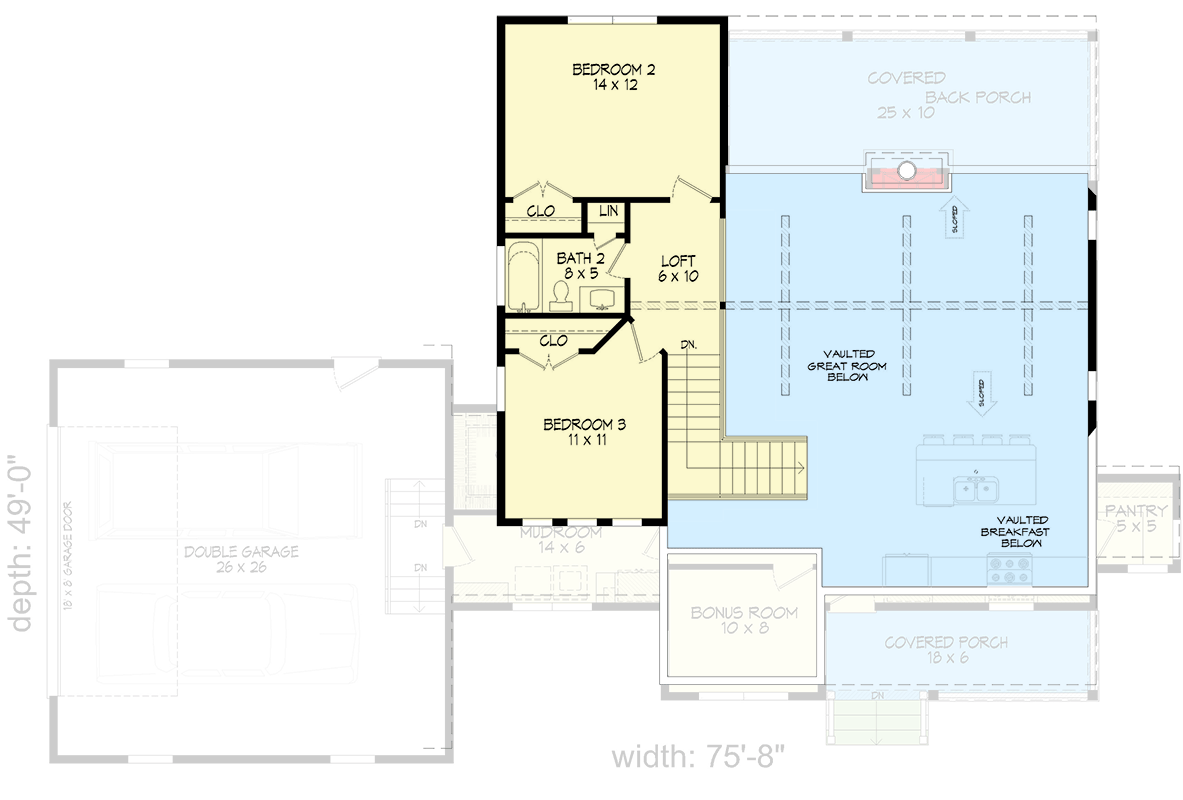 Plan 680680VR: Country Farmhouse House Plan with Main Level Master and Bonus Room - Floor Plan - Image #3 - Country, Farmhouse