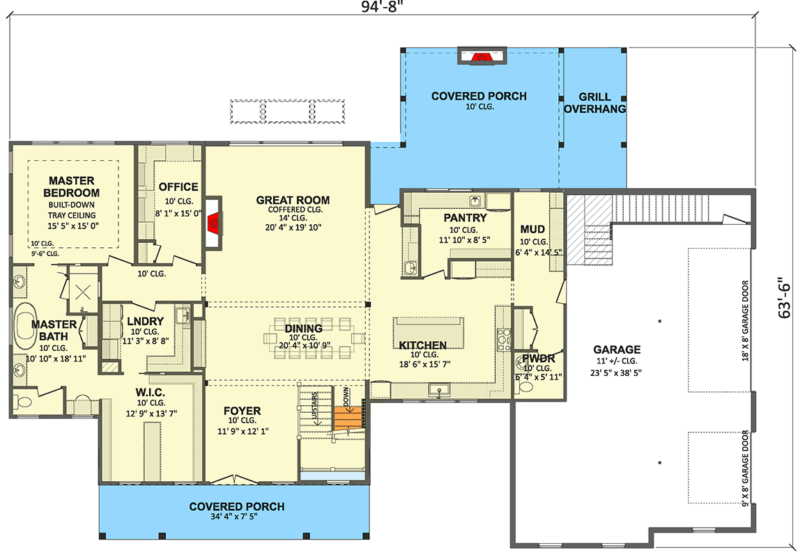 Plan 911034JVD: Spacious Modern Farmhouse House Plan with 4 Beds, Home Office, and 3-Car Garage - Floor Plan - Image #24 - Country, Craftsman, Farmhouse, Modern Farmhouse, Southern