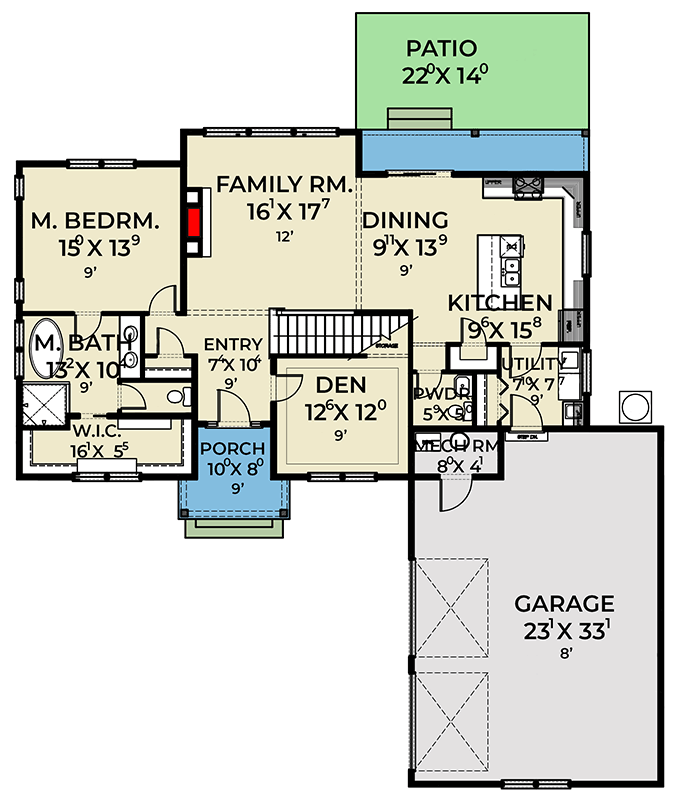 Plan 280264JWD: Craftsman House Plan with Main-Level Master and Bonus Room - Floor Plan - Image #35 - Country, Craftsman, New American, Northwest, Traditional