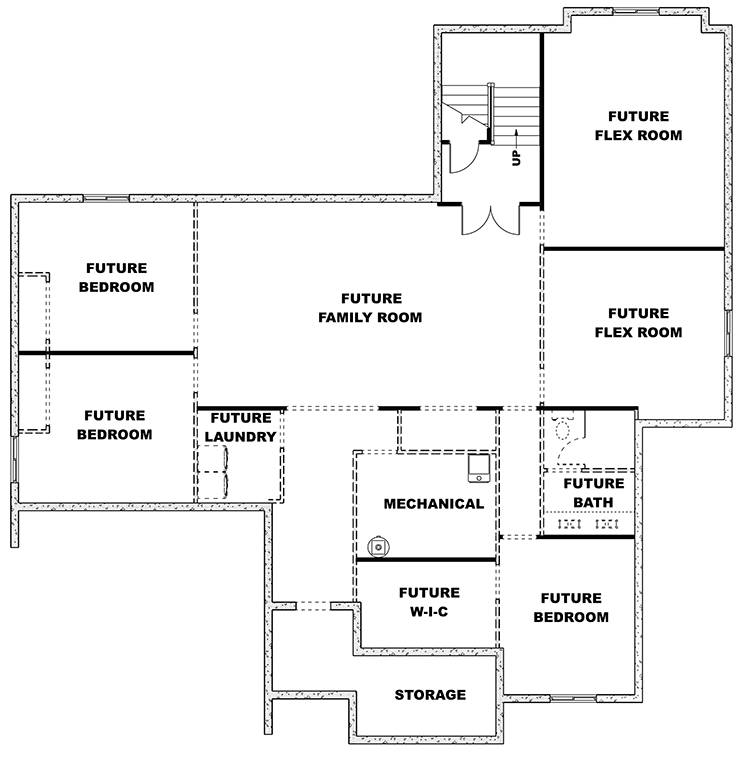 Plan 506063BRY: Craftsman Ranch House Plan with Flexible Office and Covered Porch - Floor Plan - Unfinished Basement  - Craftsman, Farmhouse, Ranch