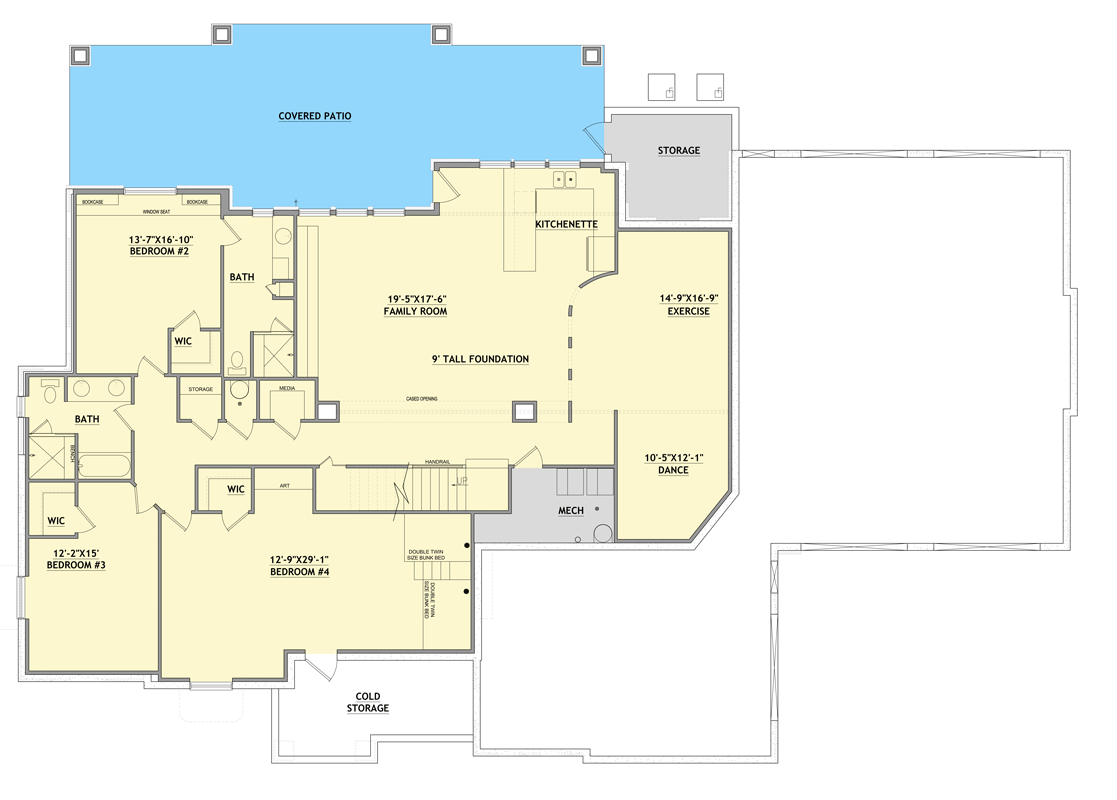 Plan 849098PGE: Grand Farmhouse House Plan with 4 Bedrooms, 5-Car Garage, and Walkout - Floor Plan - Walkout Basement Level - Farmhouse, Mountain, New American, Traditional